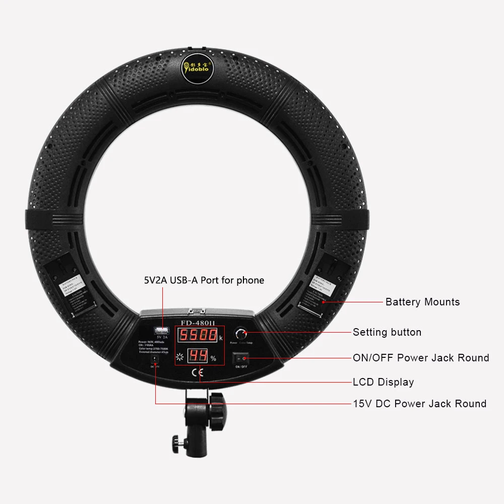 Yidoblo FD-480II LED Light Ring Kit Bi-color - Image 3